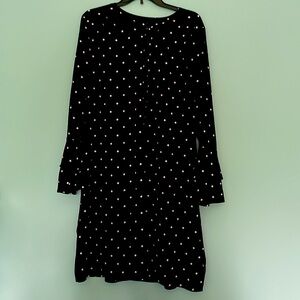 LOFT polkadot dress with long two tier ruffle sleeves